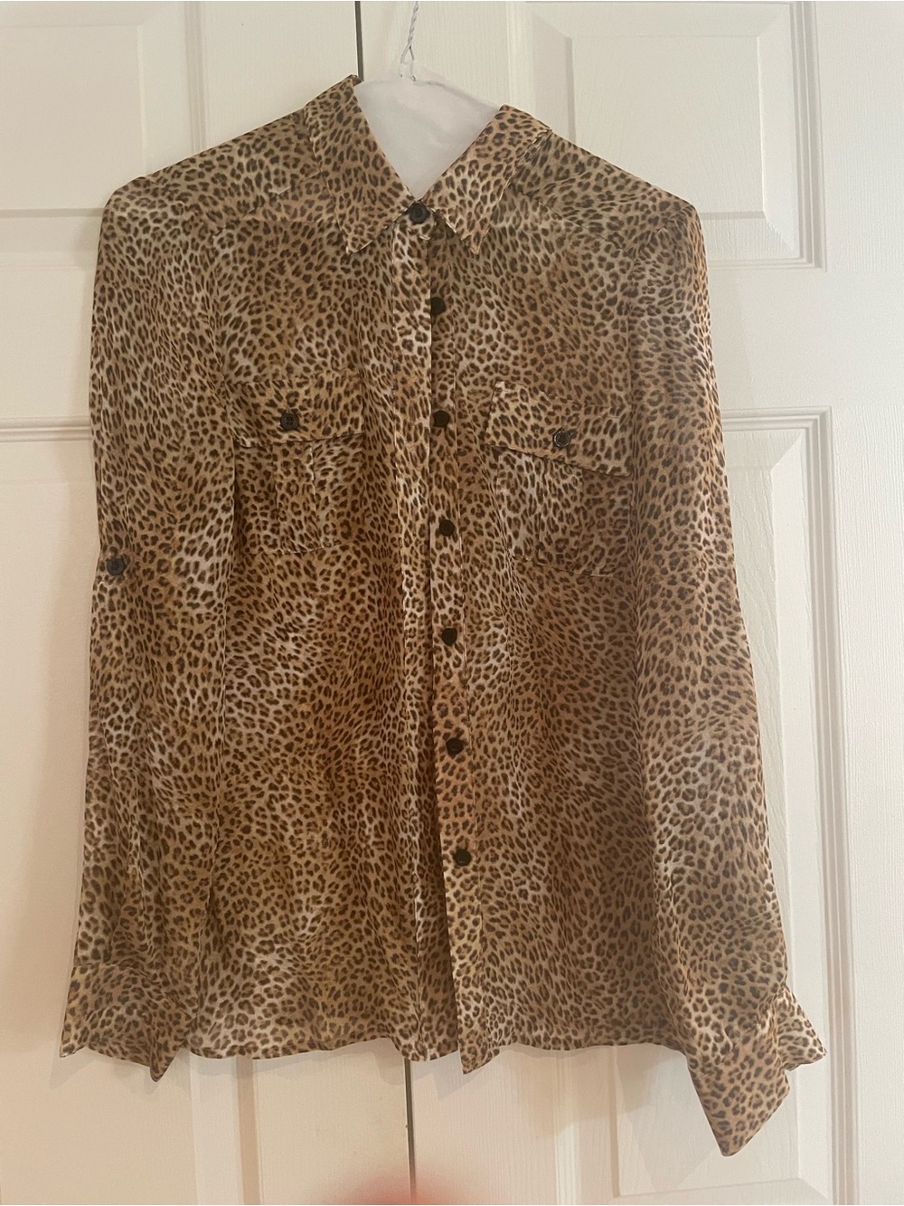 Guess by Marciano Leopard Print Button-Front Blouse - Brown/Tan